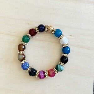 🌈 Luxe Statement Multi-Color Gemstone Bracelet | Chunky Quartz Agate & Crystals